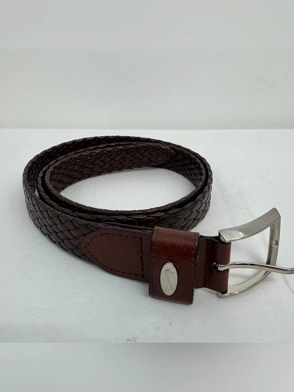 Nike Braided Belt Mens 42 Brown  Woven Braided Leather 11079-02